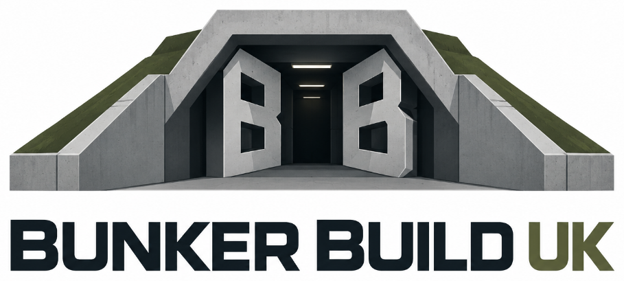 Bunker Build UK logo — concrete bunker entrance with BB doors